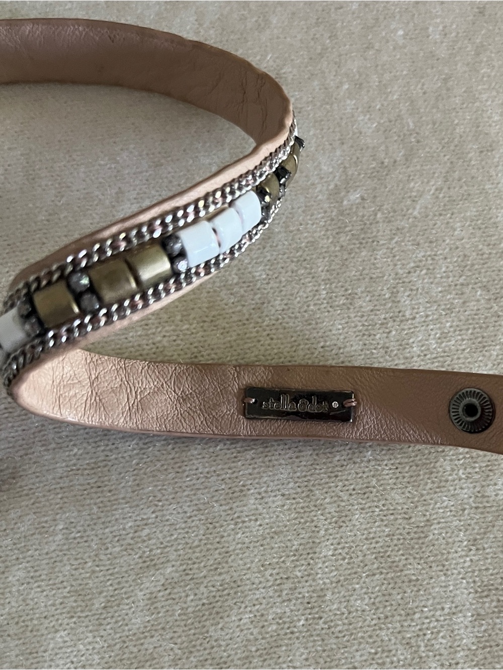 Stella and Dot Beaded Leather Choker Necklace and Bracelet - Picture 5 of 6